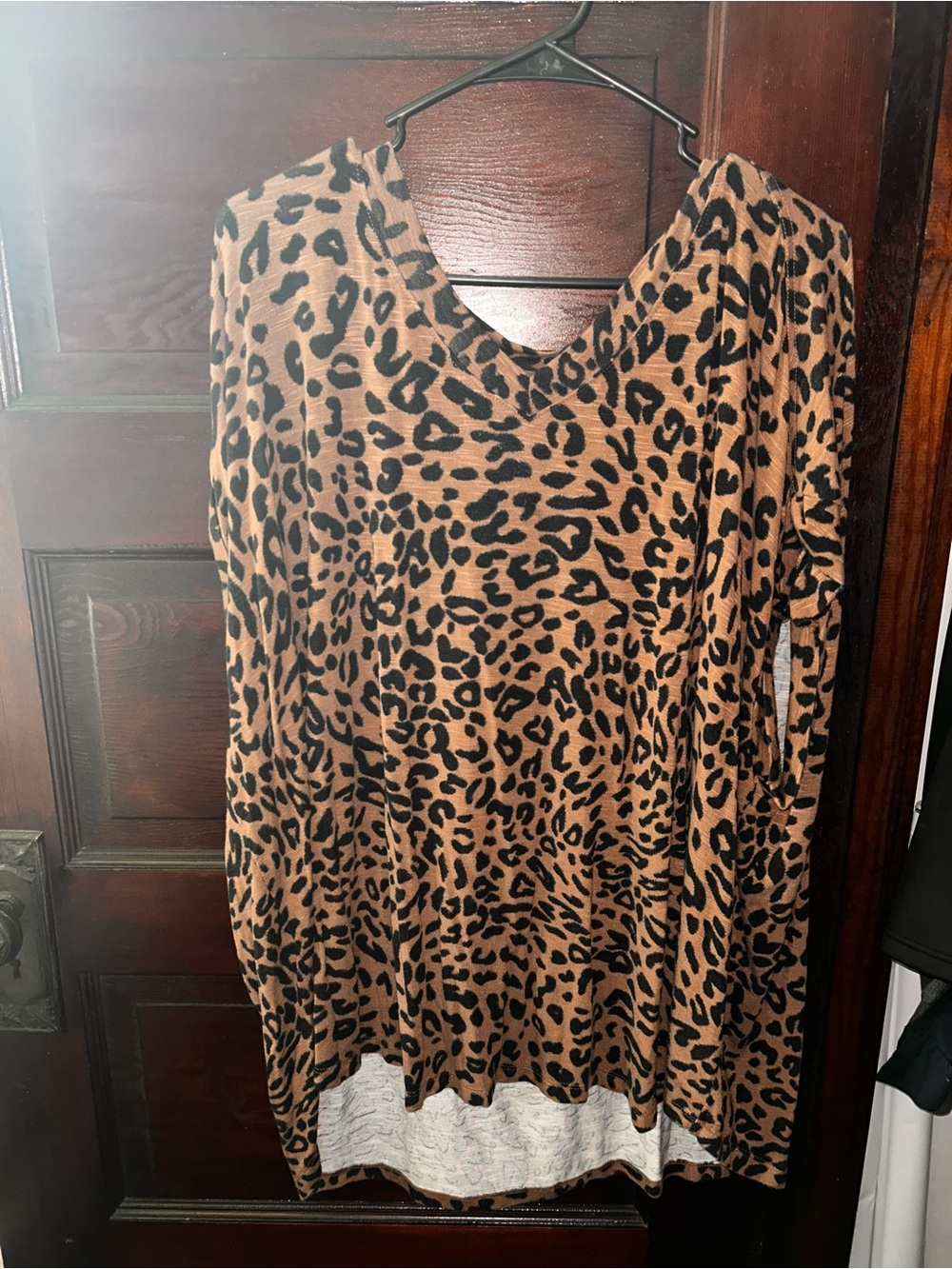 Maurices Leopard Print V-Neck Tunic in Brown and Black